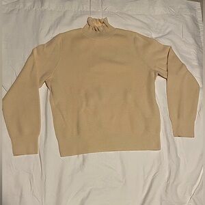 J Crew Merino Wool Blend Ruffle Neck Sweater Size L Cream Color